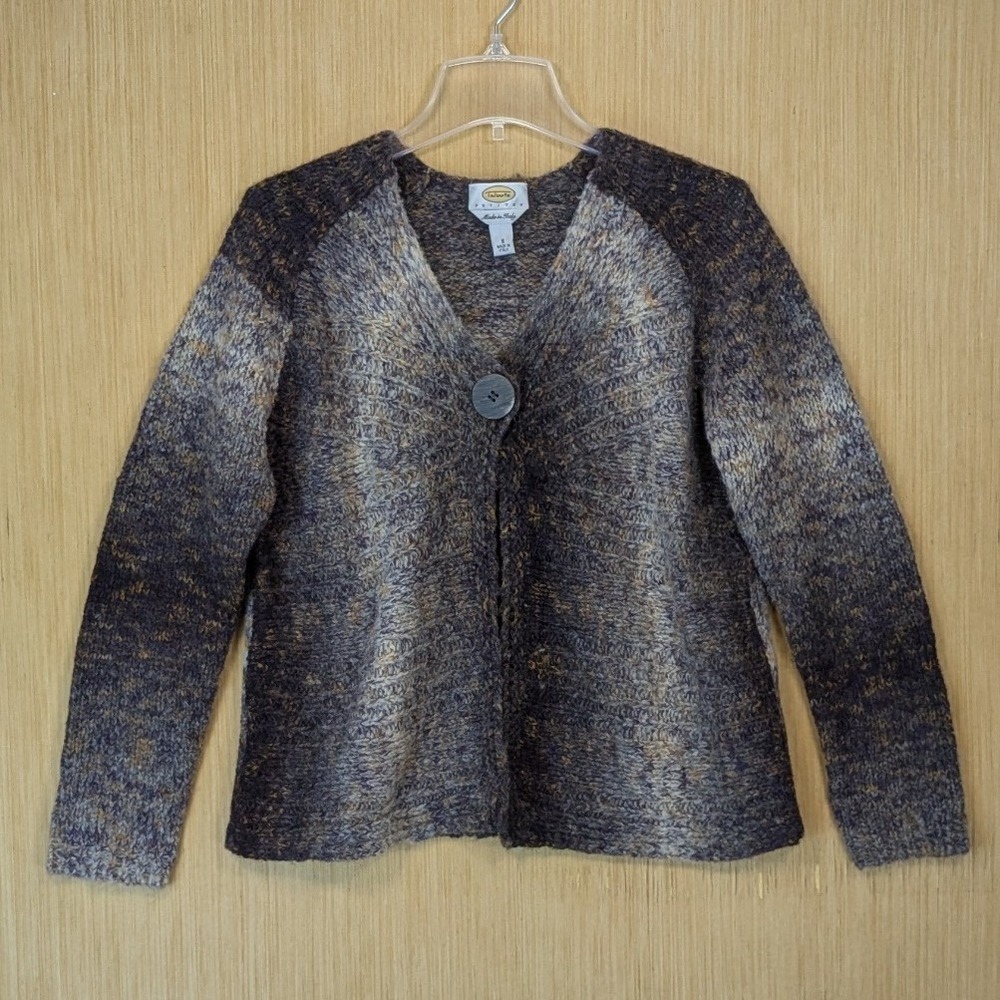 Talbots Cardigan Sweater Womens Small Petites Ombre Knit Wool Blend Italy Cozy